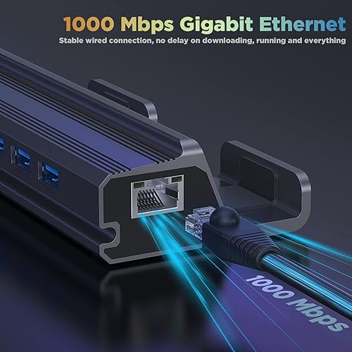 Miniatura 6 de TiMOVO Base de cubierta de vapor 6 en 1 compatible con cubierta de vapor estación de acoplamiento con HDMI 20 4K a 60Hz Ethernet Gigabit 3 USB 30 y