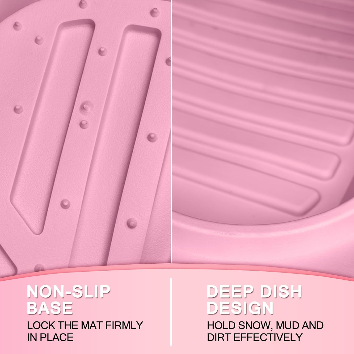 Floor Mats Universal 4‑Piece All‑Weather Trimable Floor Mats, Pink image 3