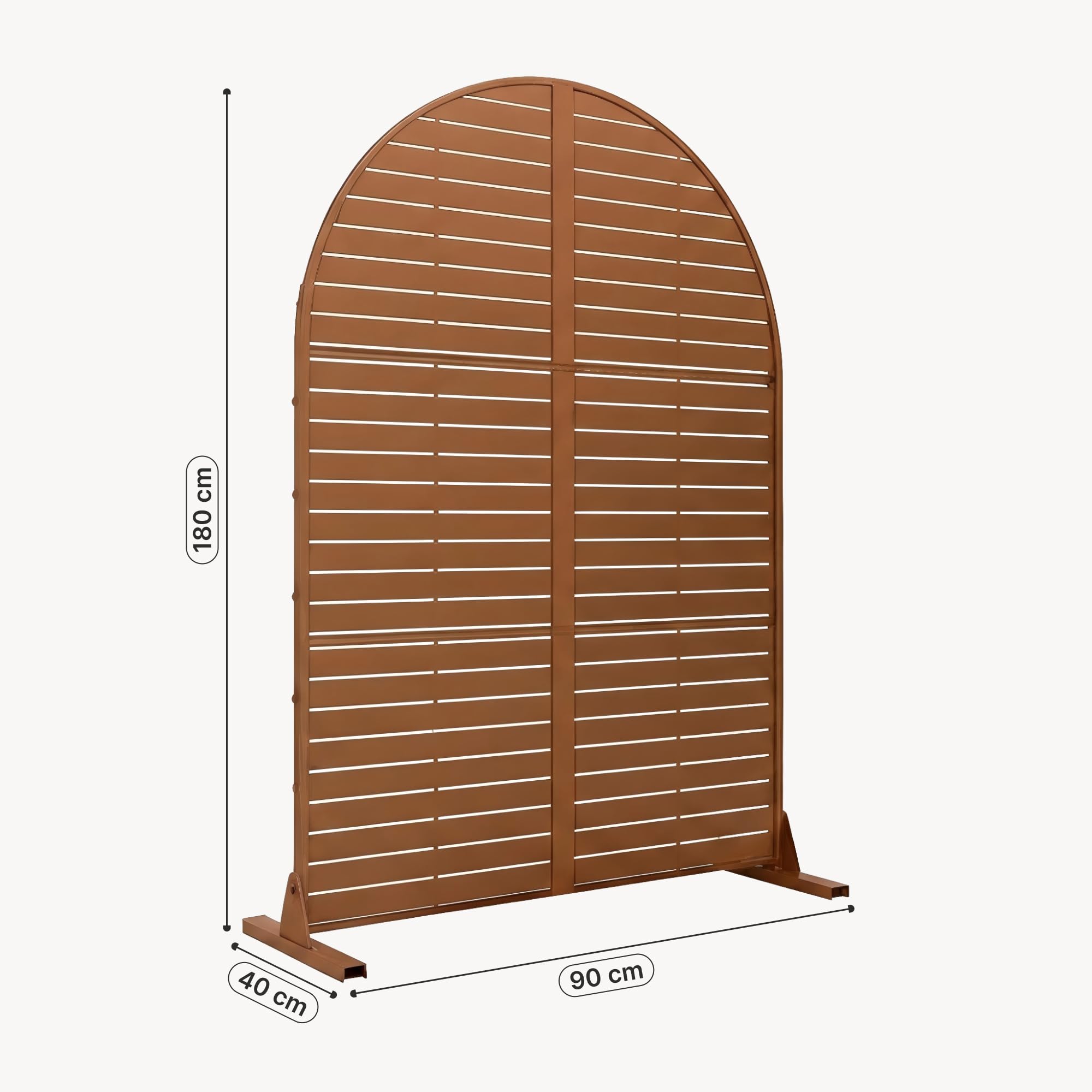 casa.pro Biombo Nordepp diseño Arco Redondeado Acero 180x90x40cm Marrón | Separador de ambientes tabique exterior interior pantalla de privacidad protección contra sol para jardín terraza balcón