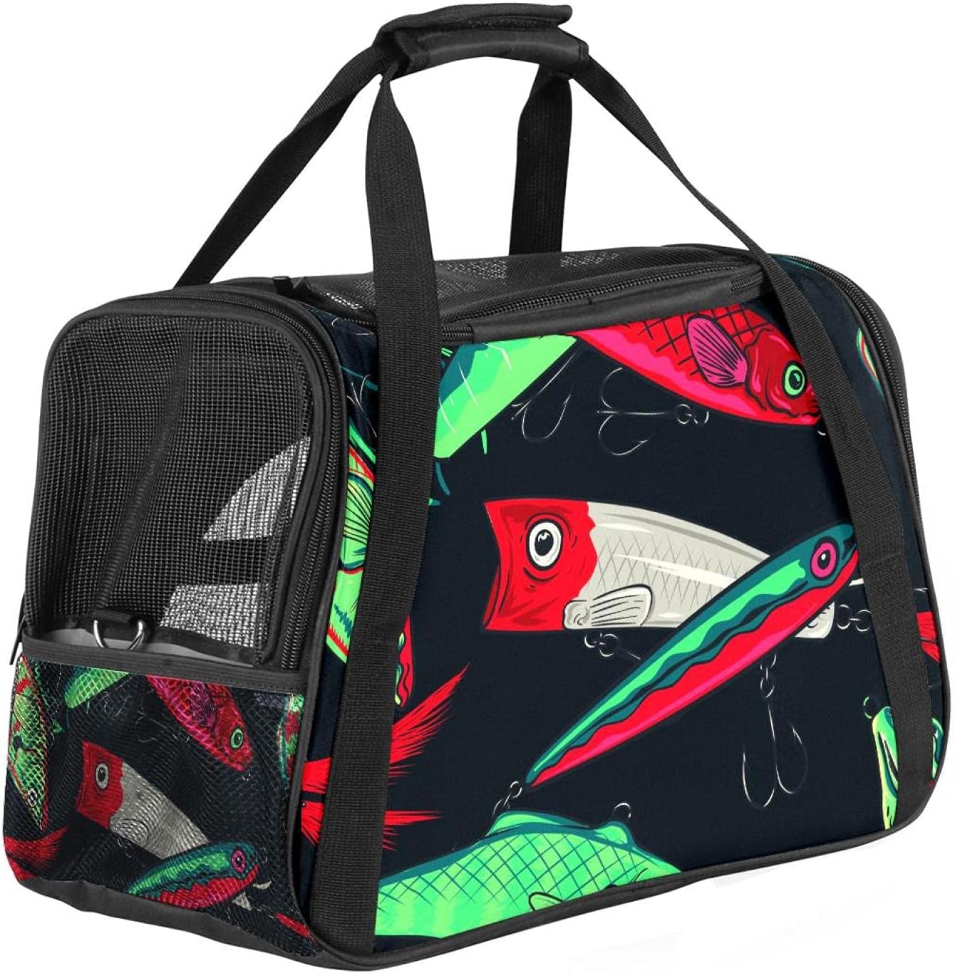 釣り ルアー 餌 魚 ペットパック ペットキャリーバッグ 猫・小型犬用 マット付き 通気性 軽量 携帯しやすい 車載/旅行/通院/ア