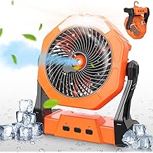 Ausic Portable Misting Fans for Outside Patios, [Max 95H Runtime] Outdoor Cooling Camping Fan, 8 Inch 250ml Battery Operated Rechargeable Fans, Water Spray Fan for Beach/Travel, Light &amp; Hook