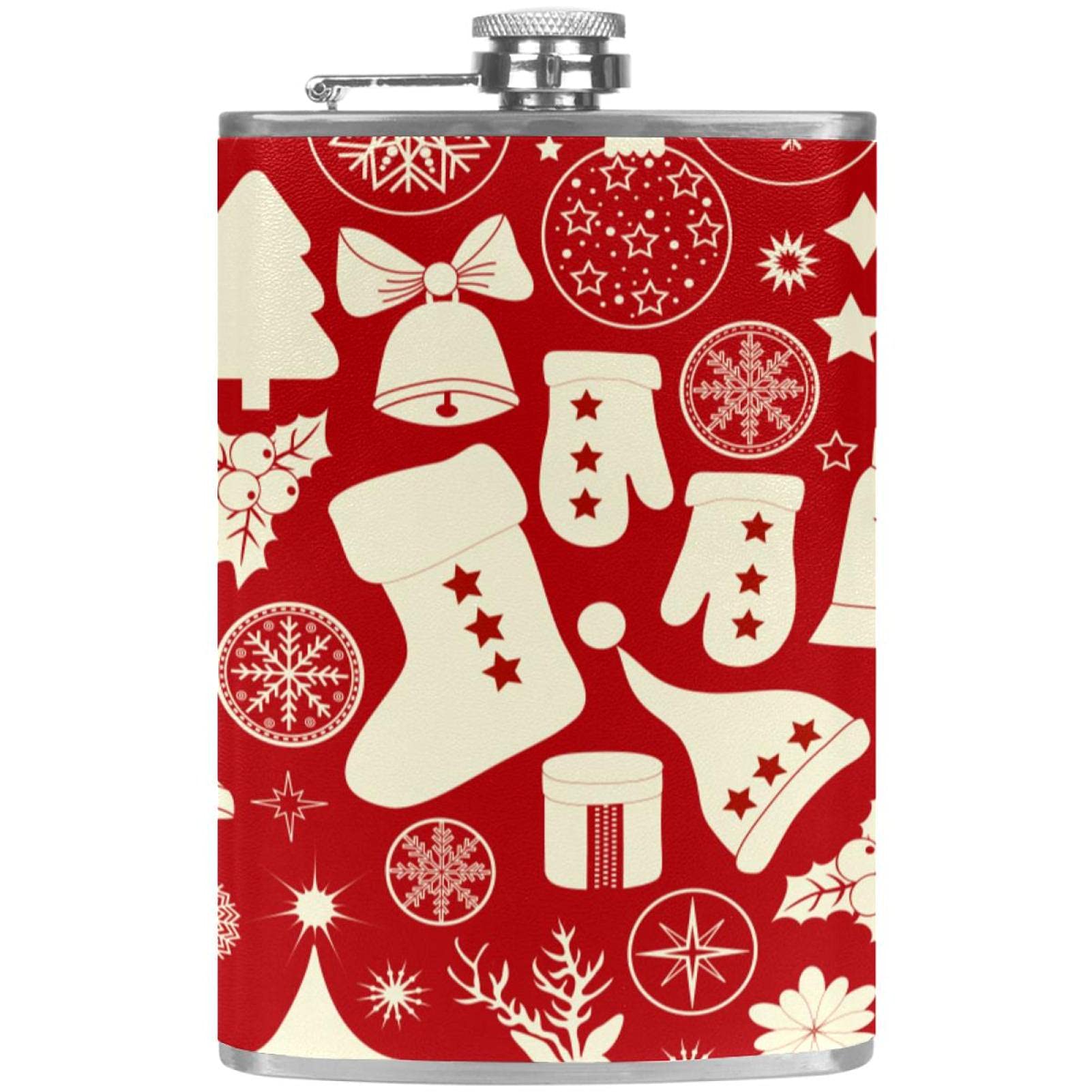 Flasque à liqueur en acier inoxydable anti-fuite avec entonnoir et motifs de Noël pour whisky