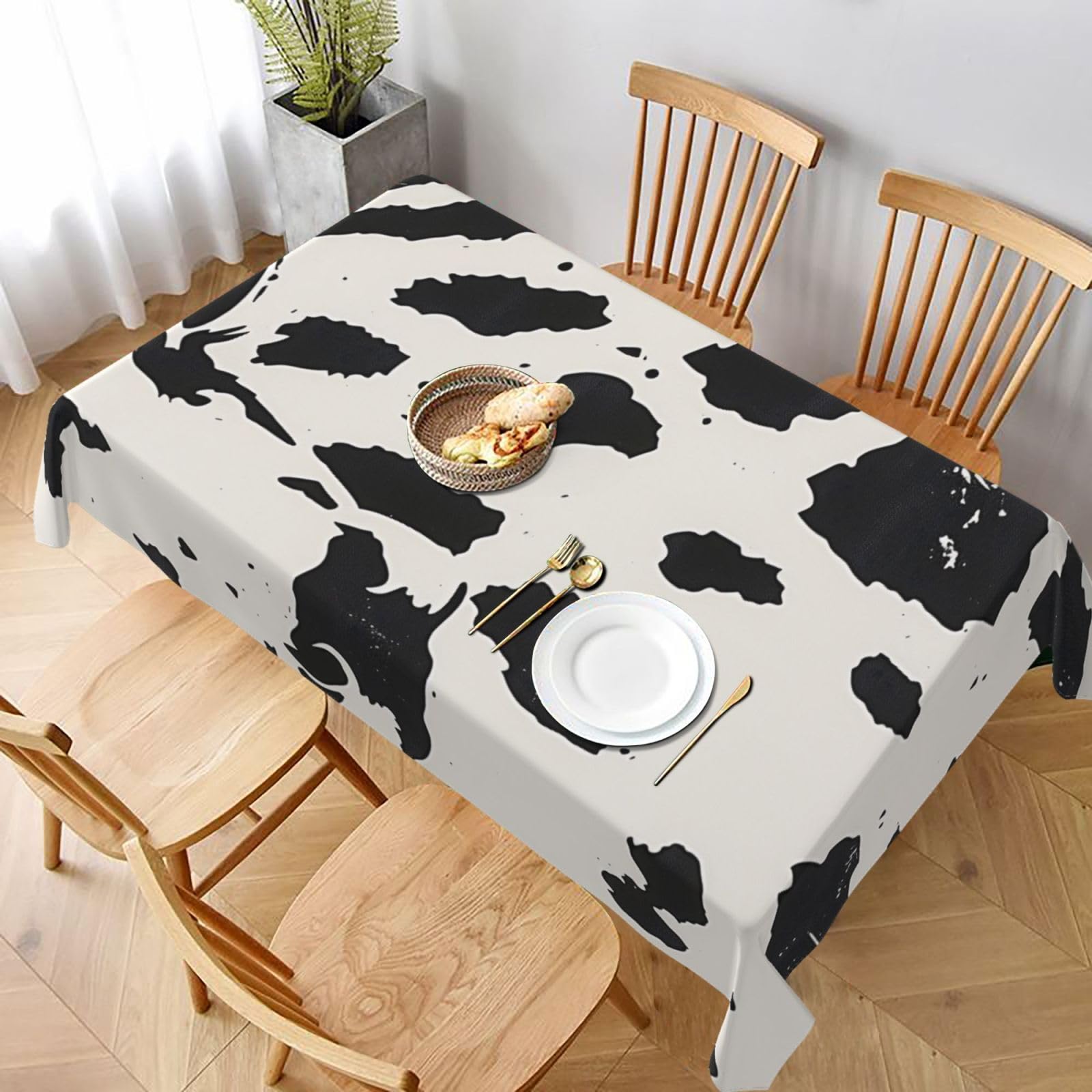 WPKJU Cow spot Printed Tablecloth 60x90 in Water Resistant Table Cover Washable Rectangle Table Cloth for Dining Tables