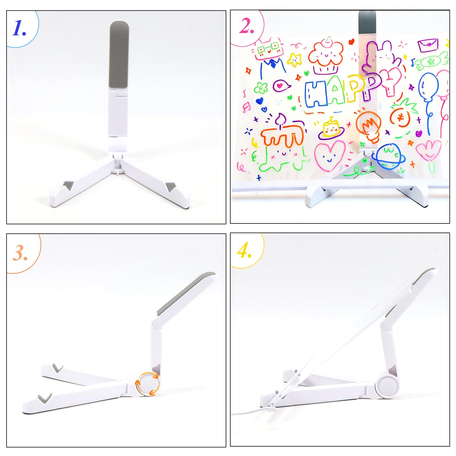 LED Zeichenbrett, Acryl Notiztafel mit 7 Farben Stift, Leuchtendes LED Zeichenbrett Maltafel Schreibtafel Abwischbar mit Ständer für Kreatives Geschenk Ladenstände Schreibtisch 30x20CM