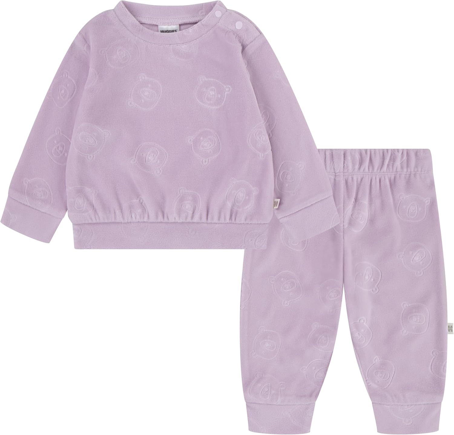 HUGGIES unisex-baby Velour Crewneck Sweatshirt and Jogger Pants 2-piece Outfit Set