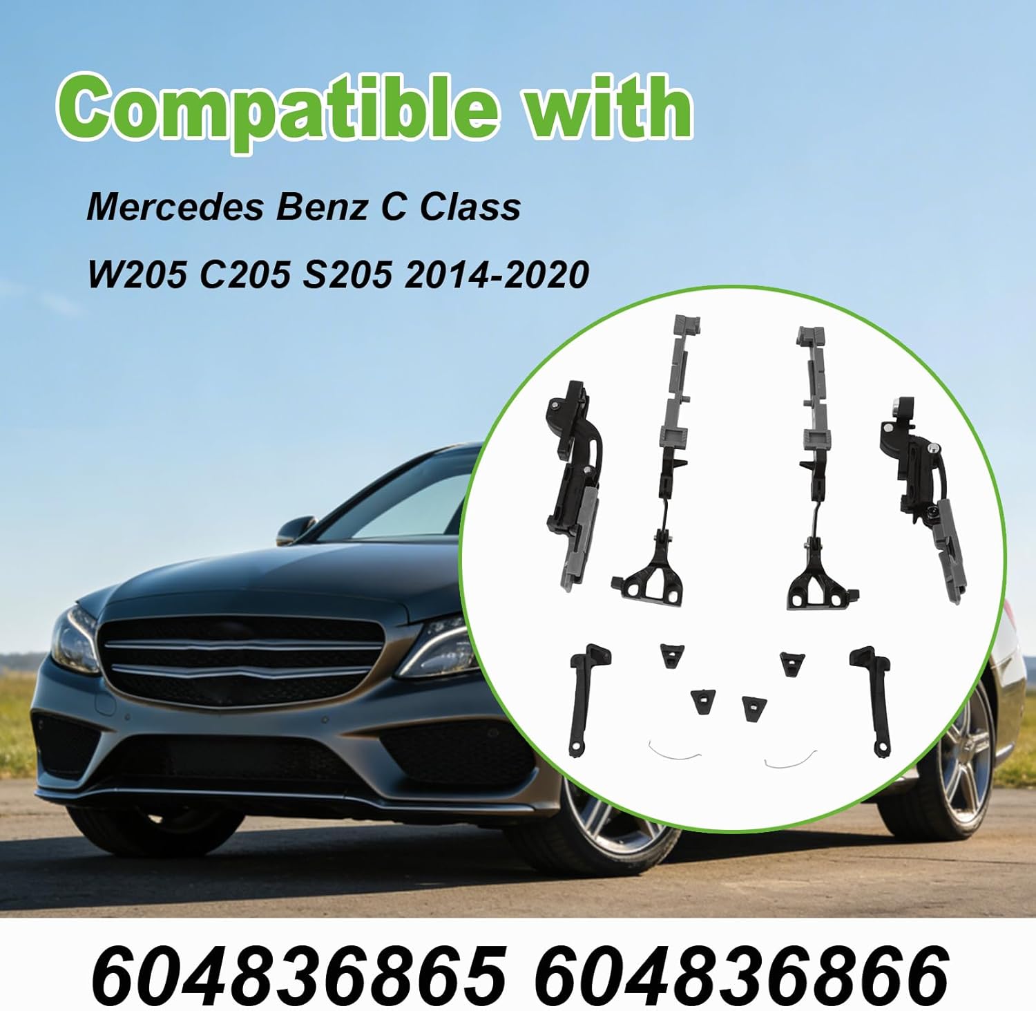 LittleFlower Panoramic Glass Sunroof Front & Rear Rail Bracket Repair Kit Replacement for 604836865 604836866 Fit for Mercedes Benz C Class W205 C205 S205 2014-2020