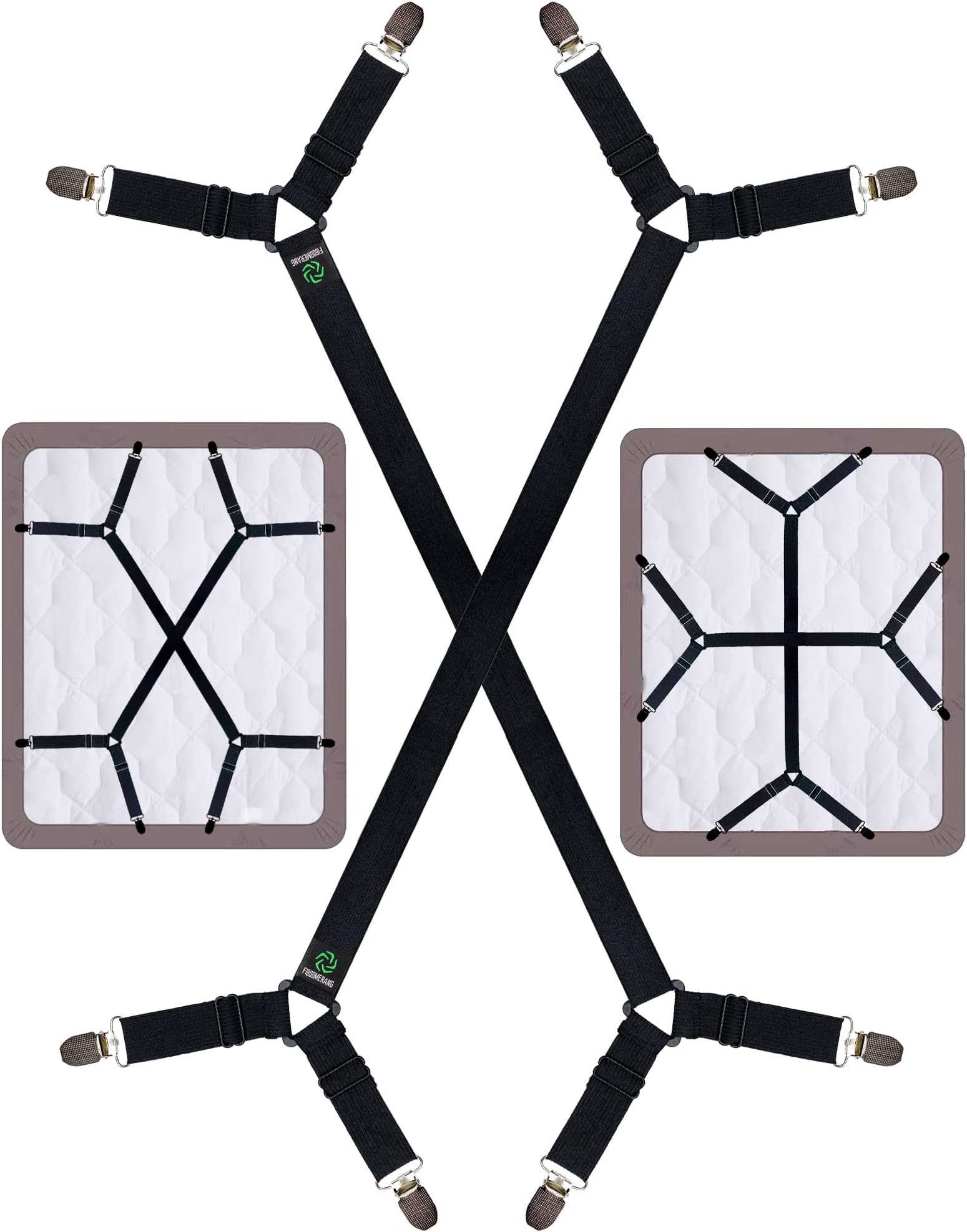 FIBOOMERANG Bed Sheet Clips Crisscross Fitted Sheet Straps for