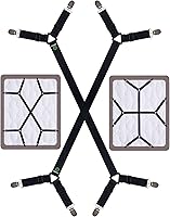 Vista 1 de Correas para sábanas – Clips entrecruzados para sábanas y soporte para sábanas, bandas elásticas, sujetadores de tirantes, 2 piezas/juego negro