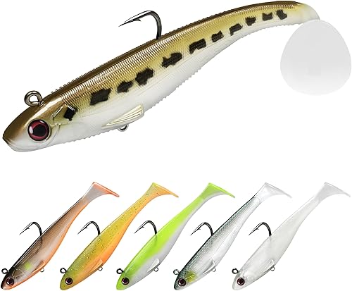 Miniatura 14 de TRUSCEND Easy Catch Pre-Rigged Soft Lures, Unique Vibrating Swim Action and Trembly Sinking Move for More Bites, Amazing Soft Swimbait for Family
