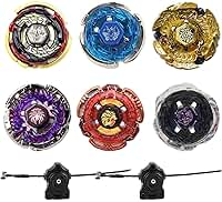 Conjunto Inicial de 6 Piões de Batalha Gyros Metal Fusion com Adesivos e Dois Lançadores.