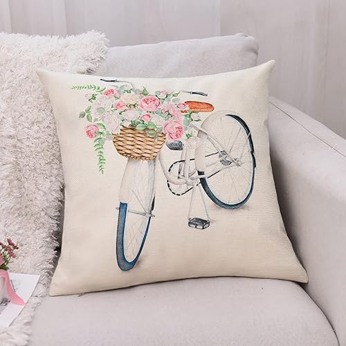 Miniatura 5 de Tosewever - Juego de 4 fundas cuadradas decorativas para cojín, diseño geométrico de 18 x 18 pulgadas, patrón moderno de lino, para sofá, cama,