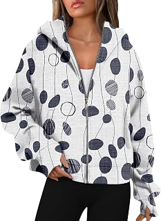 KEXIMIXUE Women's Outdoor Waterproof Jackets Holiday Long Sleeve Hoodys Ladys Warm Loungewear Oversized Pop Coz with Pockets Hooded Print Hoodie Ladys