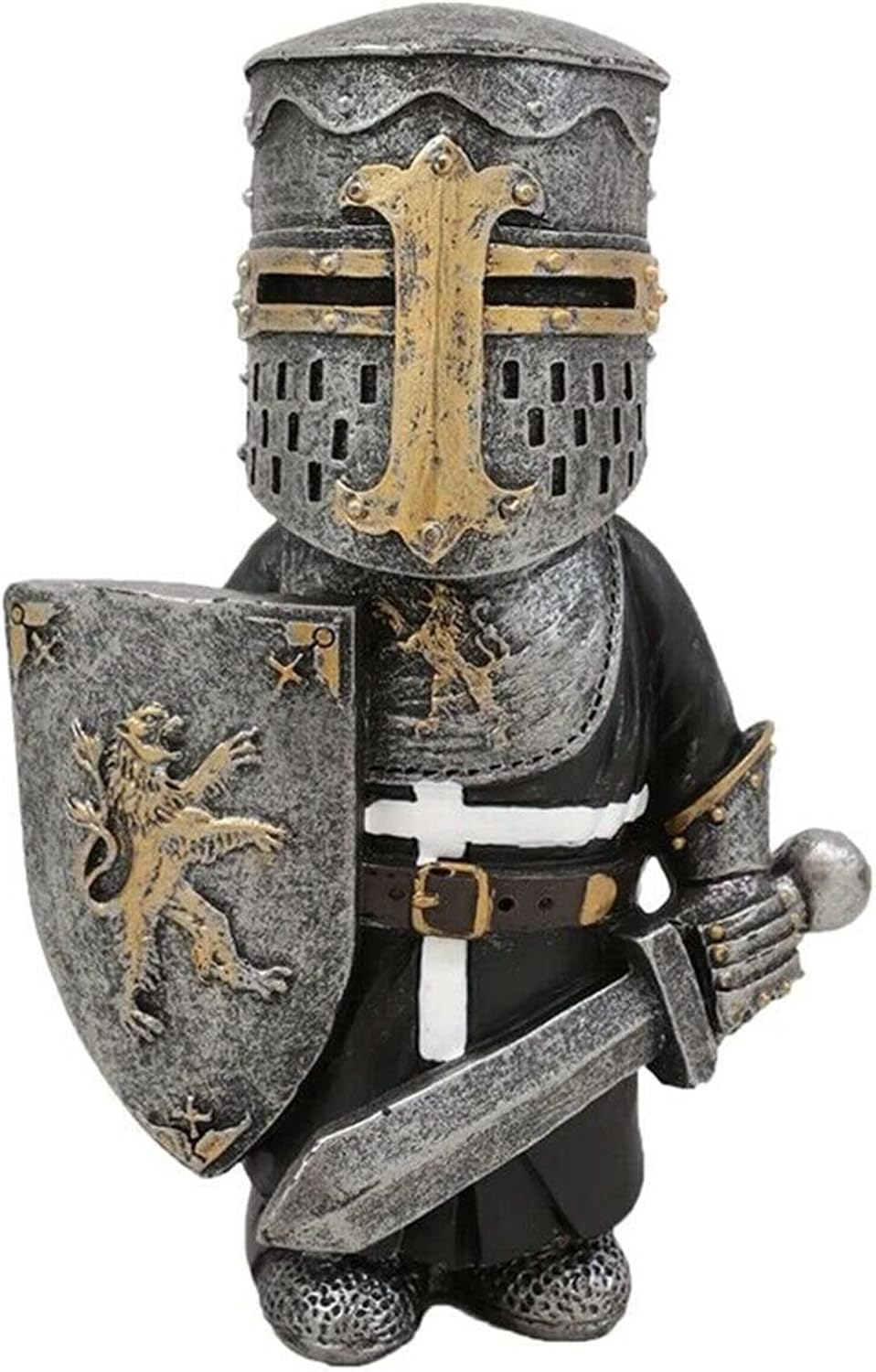 GDWD Knight Statues Ornaments, Gnome Guard Garden Sculpture Renaissance Medieval of The Cross Crusader Figurine