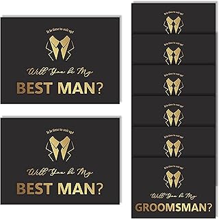 Set of 8 Groomsmen Cards, 6 Pieces Will You Be My Groomsman and 2 Pieces Will You Be My Best Man.