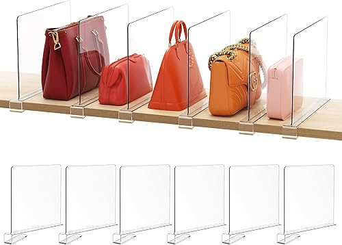 HBlife 6 separadores de estantes, organizador vertical de bolso para armario, perfecto para suéteres, camisas, bolsos en el dormitorio y la cocina,