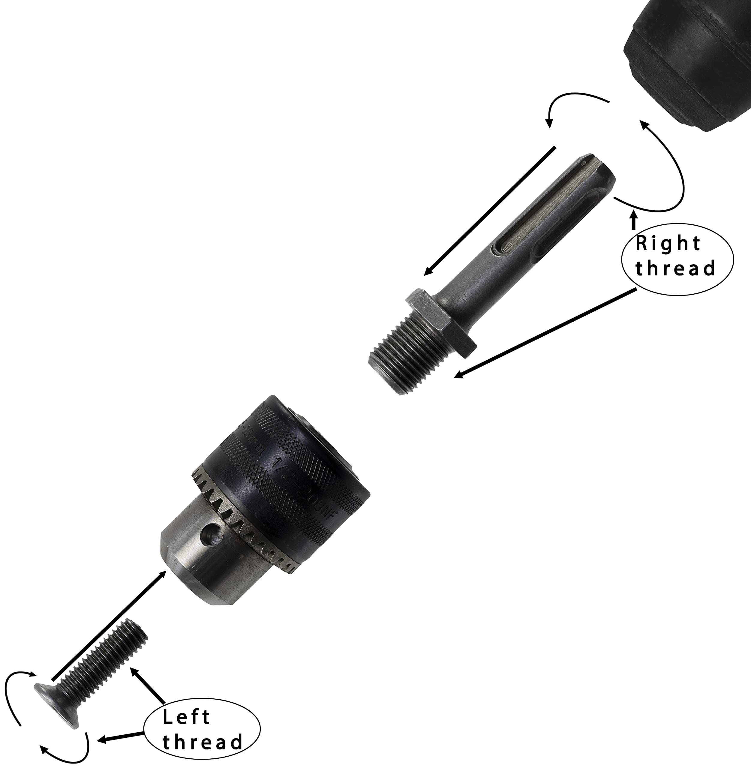 SDS Plus Adaptateur 1/2'' X 20mm Pour Mandrin Longueur 64 Mm