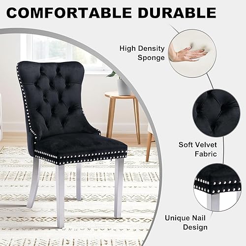 Miniatura 5 de Juego de mesa de comedor de vidrio de 51 pulgadas para 4, juego de 5 piezas de comedor moderno, mesa de cocina rectangular de vidrio con 4 sillas