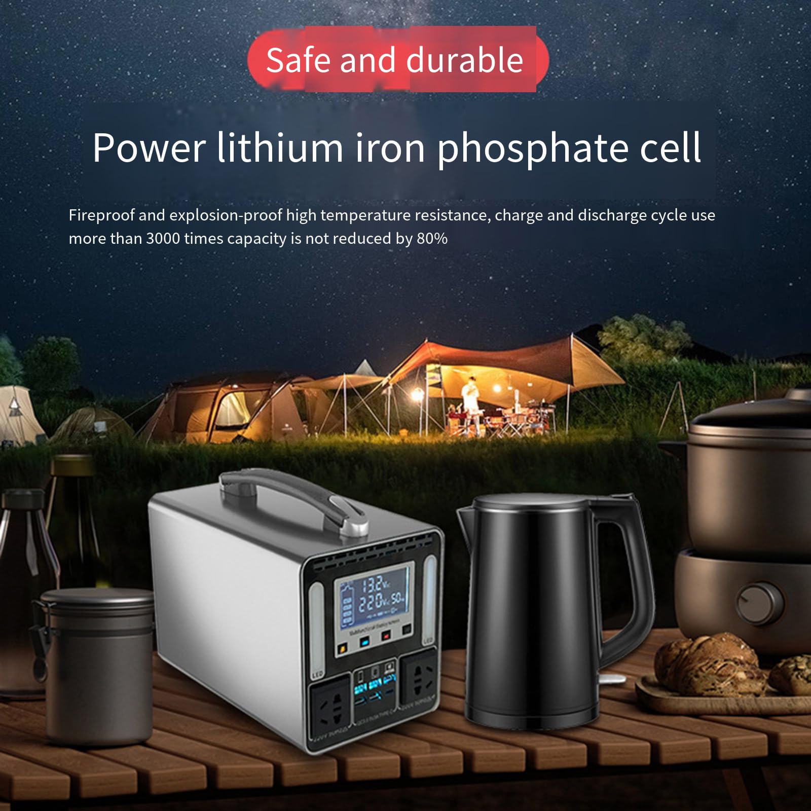 Fuente de alimentación para Exteriores, 220 V, Gran Capacidad, para autocaravanas, Camping, portátil, de Emergencia, 500 W, 30 Ah (384 WH)