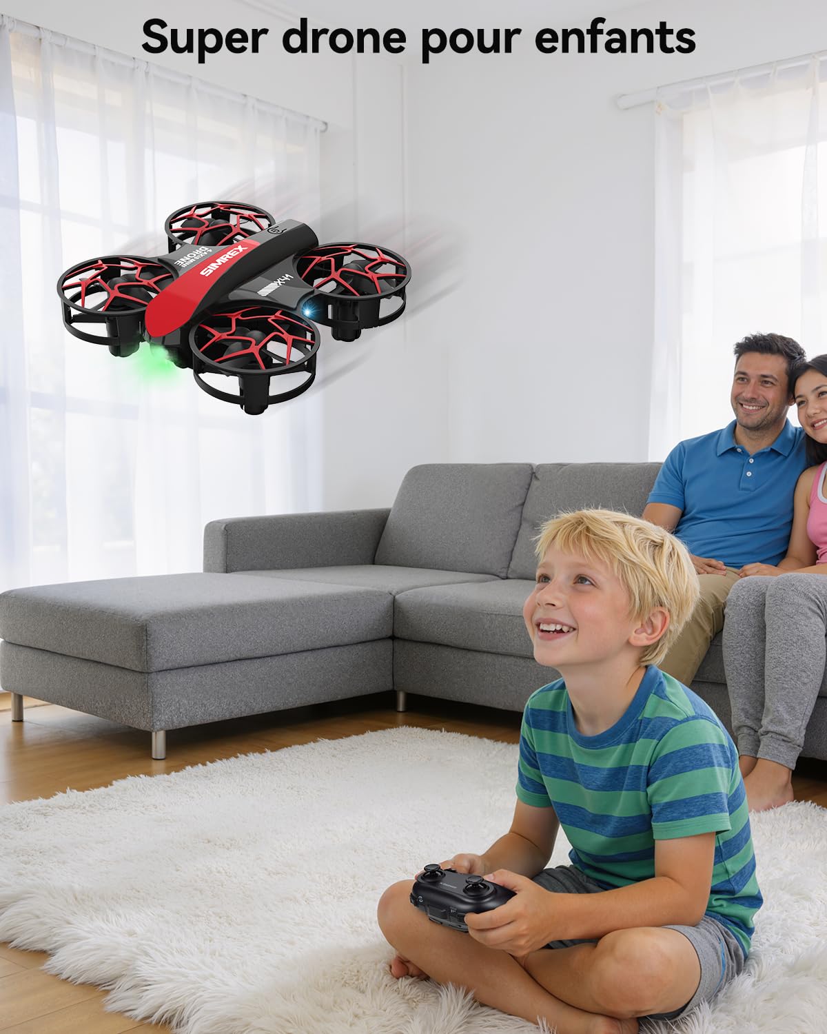 SIMREX Mini drone pour enfants et débutants (rouge)