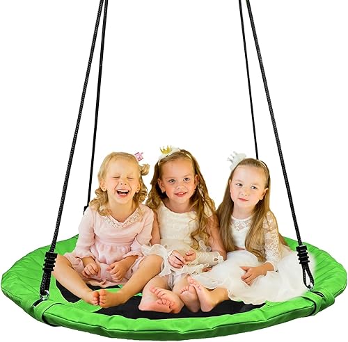 Miniatura 8 de Columpio de árbol, platillo volador de 40 pulgadas para niños, 900D Oxford impermeable, capacidad de peso de 900 libras, con correas ajustables para