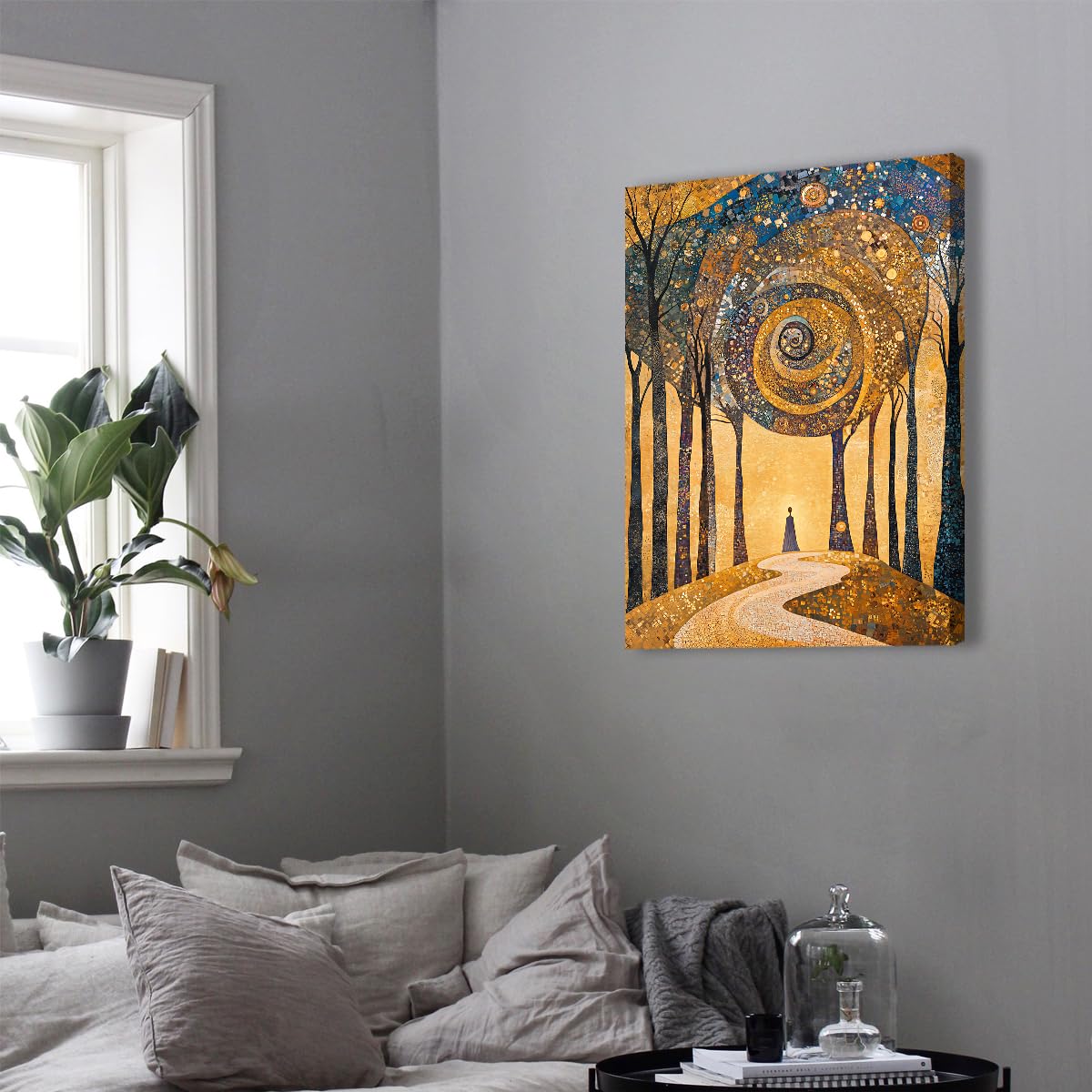 SHENGPOSTER Nowoczesna Art Deco na płótnie Nieoprawiony druk Złoty Wszechświat Las Malarstwo Krajobrazu Abstrakcyjne Whirlpool Kosmos Zdjęcia Grafika Plakat do biura 70x90cm