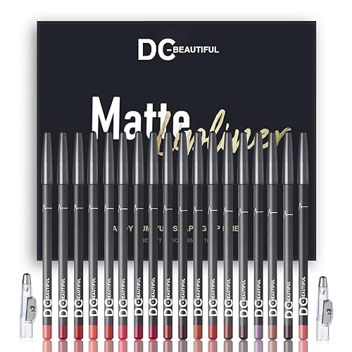 DC-BEAUTIFUL Juego de lápices de 18 colores con 2 sacapuntas, lápices de labios suaves impermeables de primera calidad, libradores de maquillaje