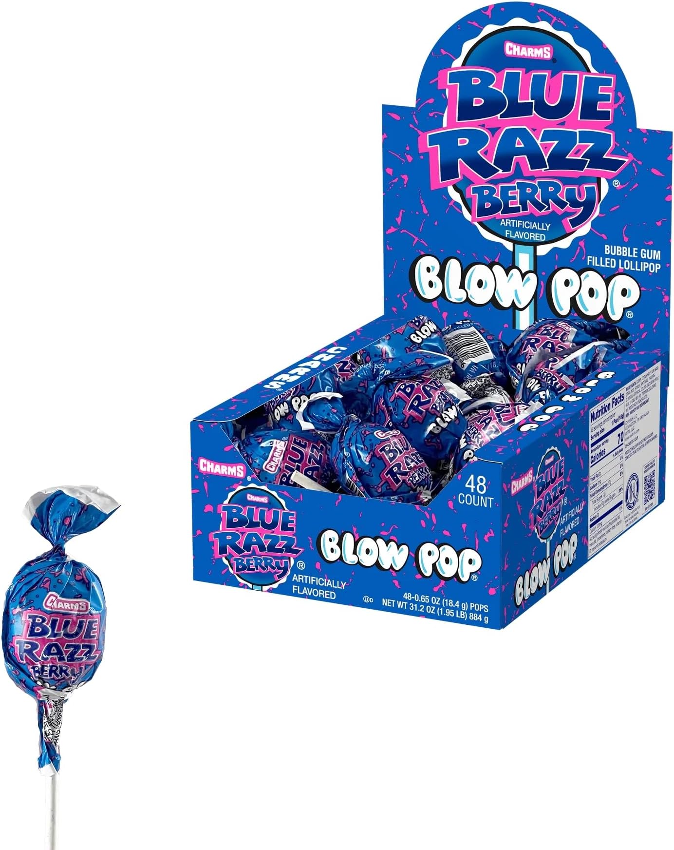 Tootsie Roll Blow Pops Blue Razz Berry Flavor, 48 Count (Pack of 1)