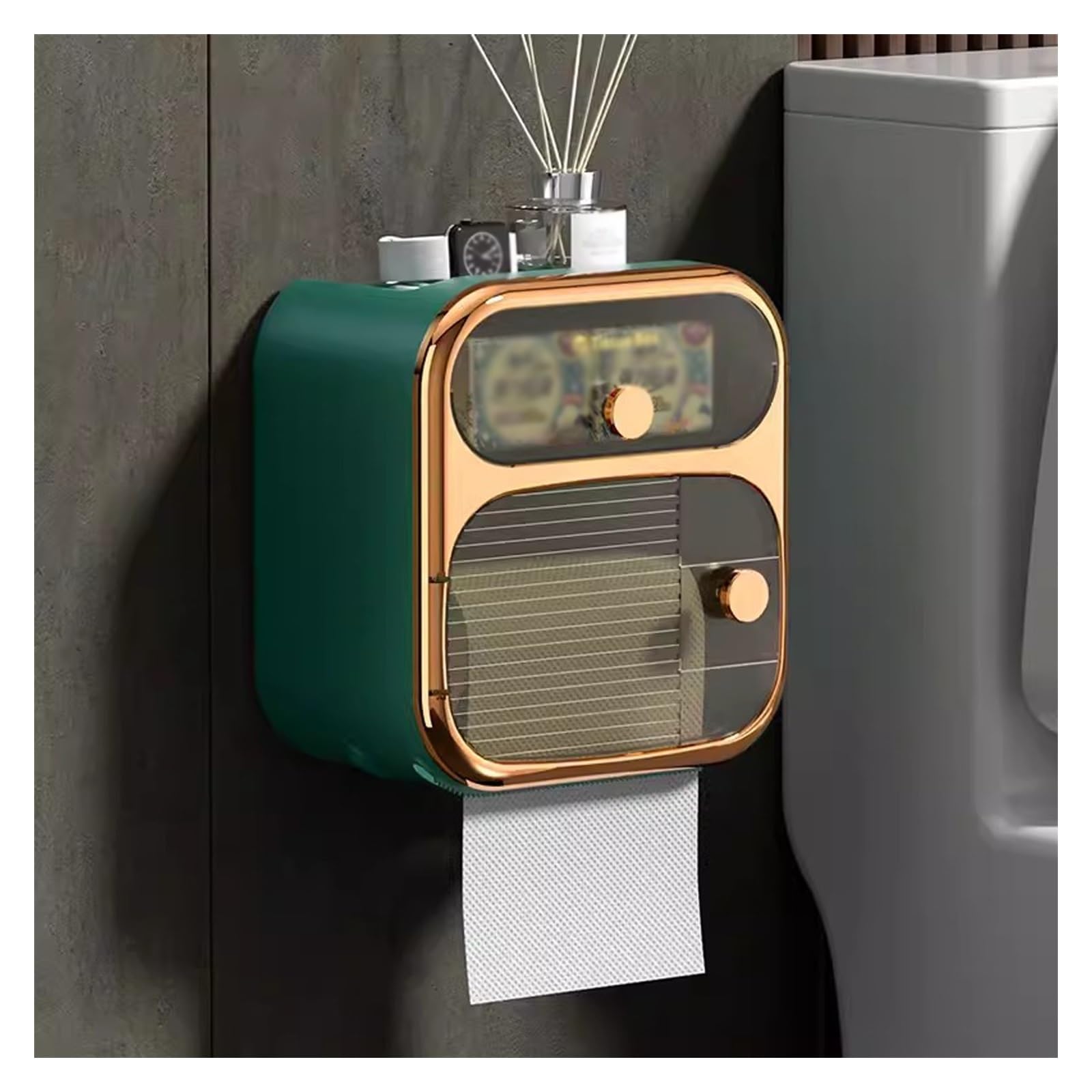 Tissue Box Cover Adhesive Wall-Mounted Tissue Box, Easy Installation Storage Box, Ideal for Bathroom, Kitchen, Living Room Tissue Box Holder (Color : B)