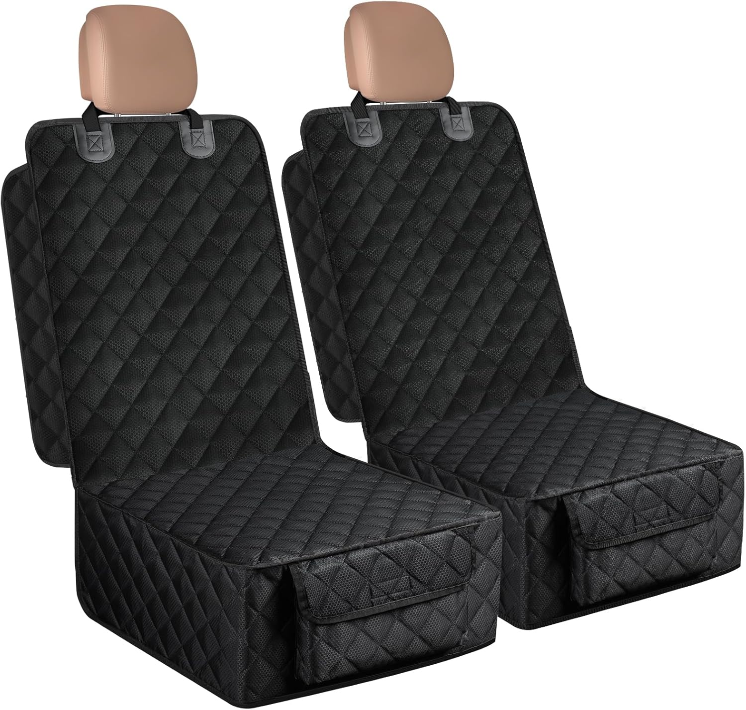Waterproof Dog Seat Cover 2-Pack for Front Seats – Nonslip Scratchproof Captain Chair Covers with Side Flaps, Universal Fit for Cars, Trucks, SUVs, Jeep