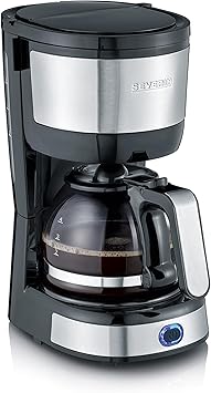 SEVERIN Macchina Caffè Americano, 0,5 Litri, 750W, Filtro Permanente Lavabile, Piastra Riscaldante, Spegnimento Automatico, 19,5 x 14,0 x 27,0 cm, Nero/Inox - KA 4808