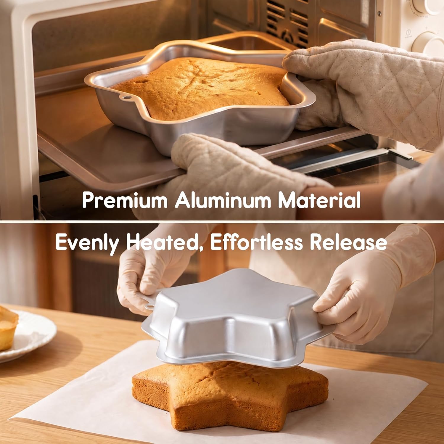 2 Pack 8 Inch Star Shaped Aluminum Cake Pan Non-stick Silver Oven Bakeware