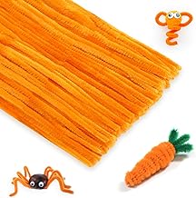 KINGLAKE Orange Pipe Cleaners for Craft, 100pcs 30cm x 6mm Chenille Long Halloween Craft Pipe Cleaners Christmas Chenille Stems for DIY Crafting Pumpkin Xmas Decorations
