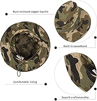 Vista 3 de Sombreros de sol para hombres y mujeres, sombrero de cubo UPF 50+, sombrero Boonie plegable, protección UV, senderismo, playa, pesca, safari
