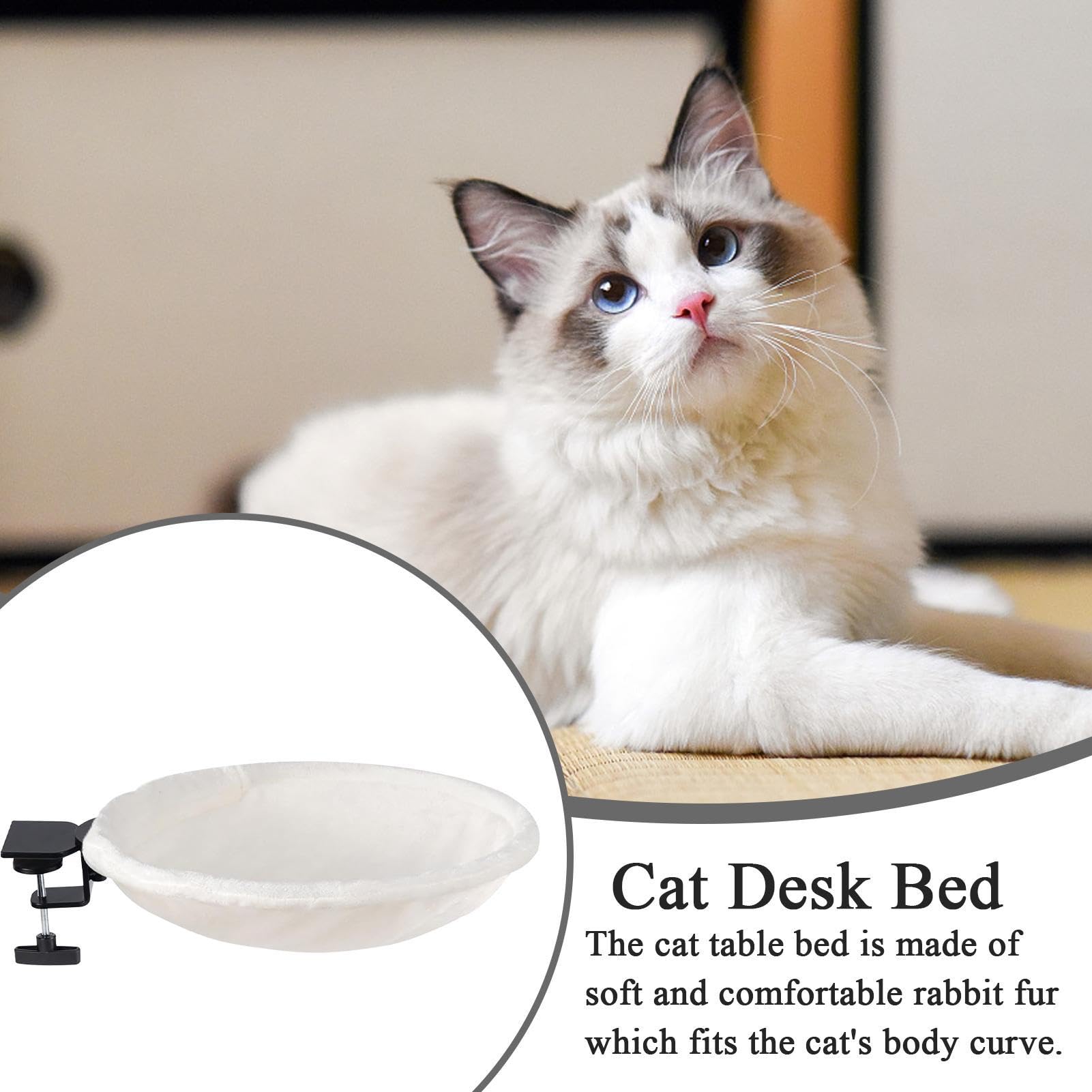 Cat Bed For Desk - 180° Rotating Kitten Hammock, Supporting Up To 50 Lbs | Comfortable Lounging And Resting, Washable Cat Bed For Sleeping Indoors, Balcony, Bookshelf, Windowsill Or Workplace