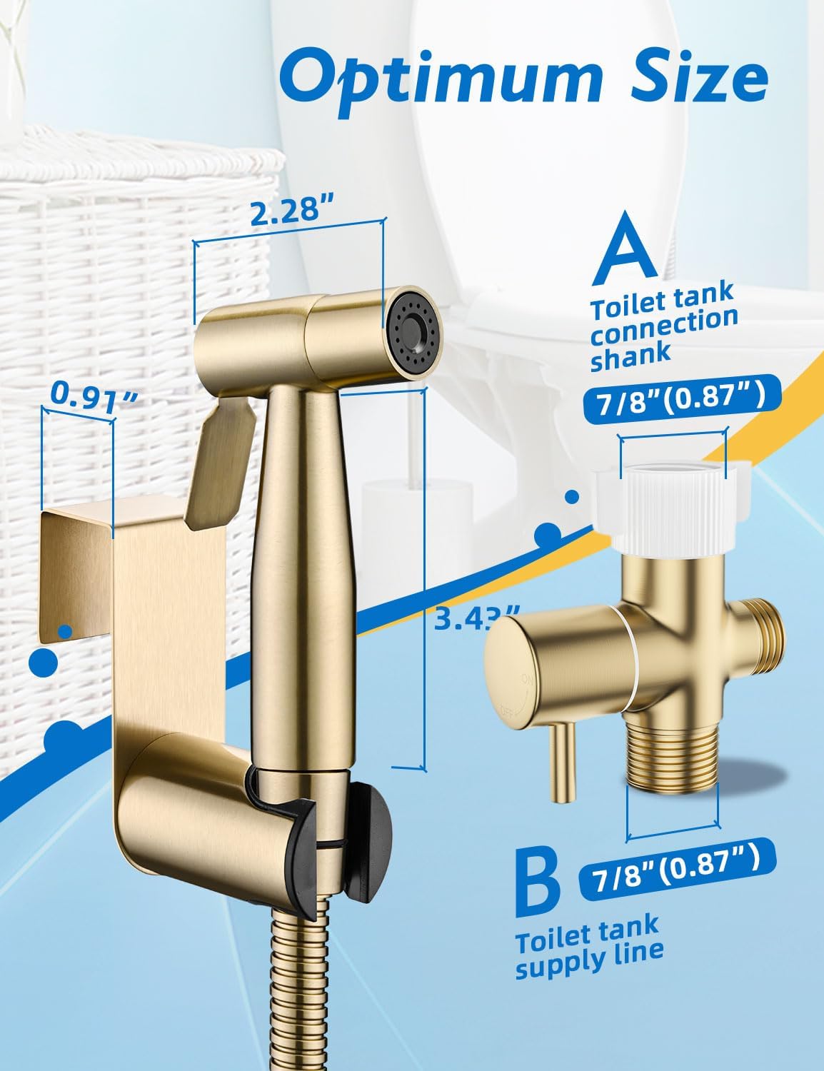 Gold Handheld Bidet Sprayer for Toilet, BRITULIF Jet Sprayer for Toilet Muslim Shower, Adjustable Bidets Attachment forToilet Feminine Wash