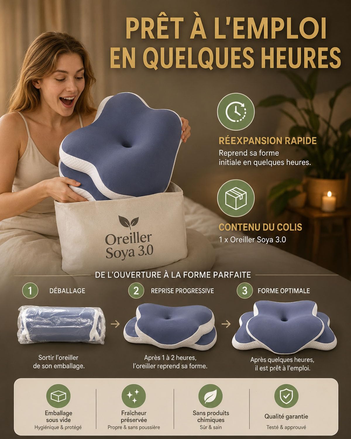 Oreiller SOYA 3.0 Ergonomique Mémoire De Forme，Black