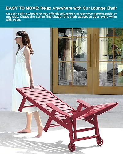 Miniatura 119 de Silla de Descanso para Exteriores, Silla de Descanso Chaise Lounge de Gran Tamaño con 5 Posiciones, HDPE, Silla de Descanso para Patio con Ruedas