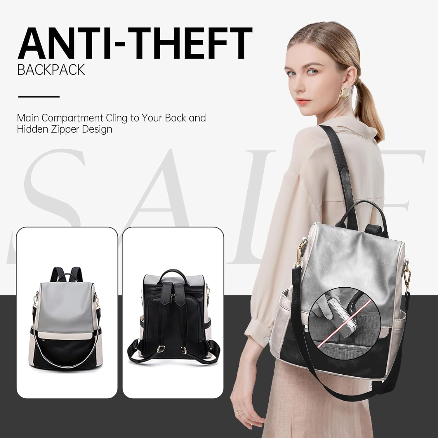 CHERUTY Women Backpack Purse PU Leather Anti-theft Casual Shoulder Bag Fashion Ladies Satchel Bags - Image 2