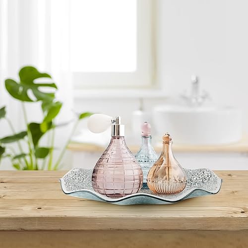 Miniatura 7 de MDLUU Bandeja de centro de mesa de mosaico, plato de vidrio decorativo de 11.6 pulgadas, cuenco de vidrio para decoración del hogar para mesa de