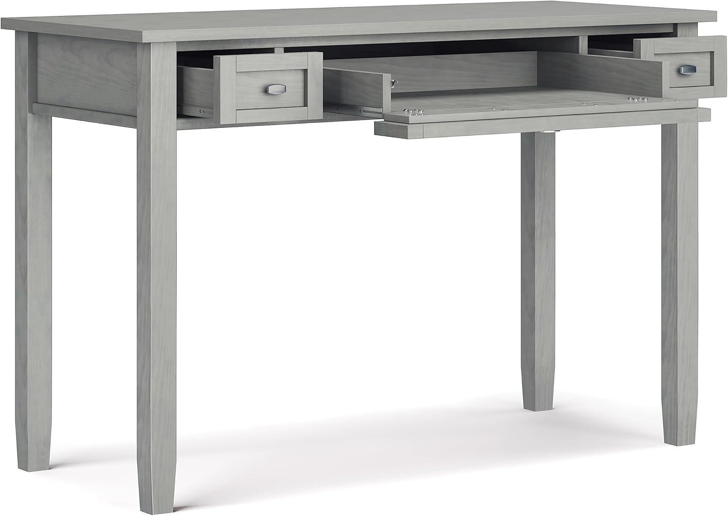 SIMPLIHOME Warm Shaker Desk - 48 Inch Wide Solid Wood Writing Desk in Fog Grey, Transitional Home Office Computer Table for Workspace or Study with Flip-Down Keyboard Tray and 2 Drawers