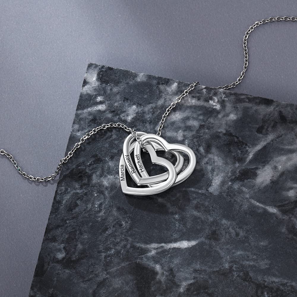 collana con nome con cuori collane multicerchio personalizzate gioielli in 925