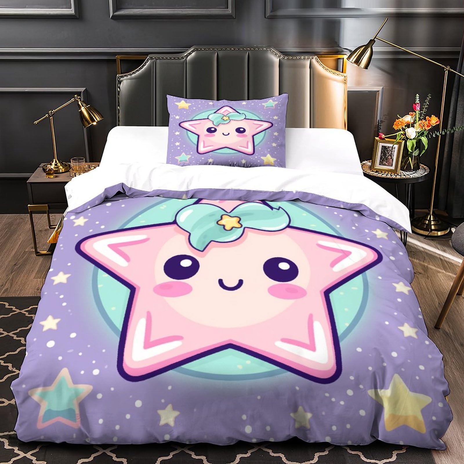 Housse de Couette Pentagramme 3D en Microfibre Super Douce et Finition Premium Single