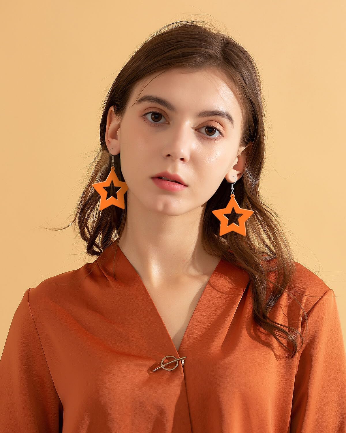 4 Pairs 80s Neon Earrings for Women Star Circular Oval Jewelry Retro Neon Dangle Earring for 80S Costume Dancing Party Accessory - Image 2