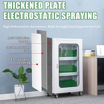 Cell Phone Charging Stations 12-60 Slots Cellphone Charging Station W/Wheels & Combination Lock,Rechargeable Phones Locker Secure Phone Cabinet,40Slots