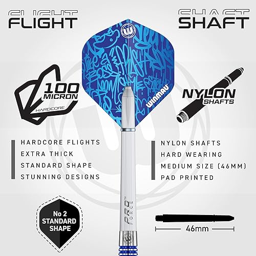 Miniatura 3 de Winmau Advance 500 Series - Juego de dardos profesionales de tungsteno con vuelos y ejes (tallos)