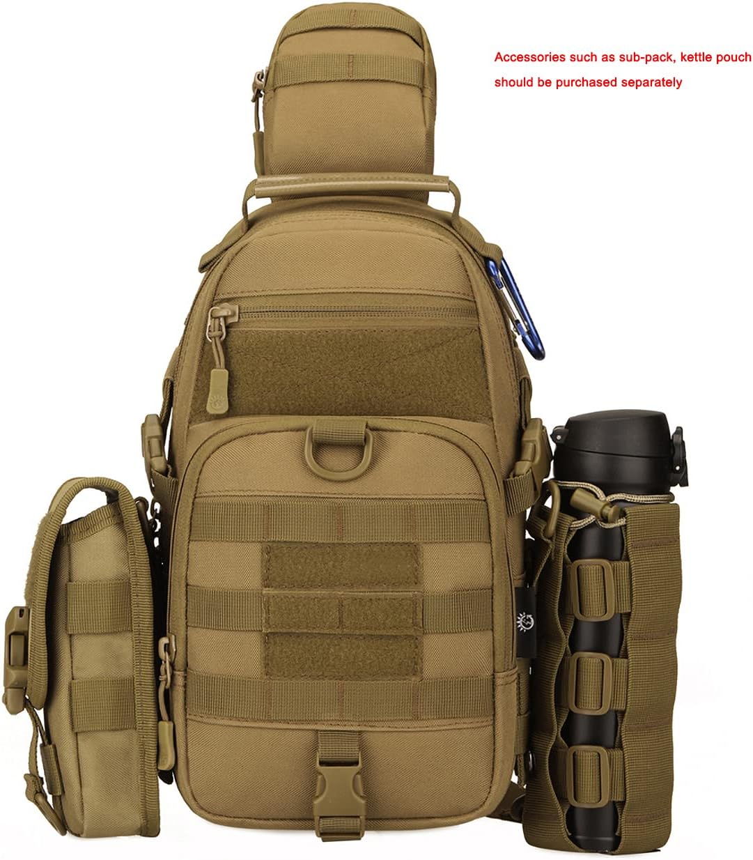Tactical EDC Sling Bag Military Shoulder Backpack for Men Women Molle Chest Assault Pack Outdoor Crossbody Daypack (Brown)