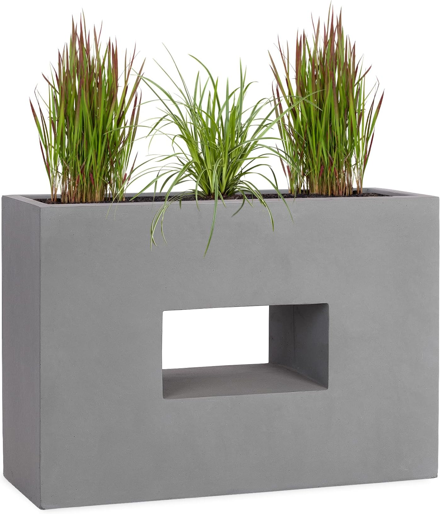 Pflanzwerk® Planter Fibreglass VISTA Grey 53x75x27cm *Frost resistant flowerpot* *UV Protection* *European Quality*