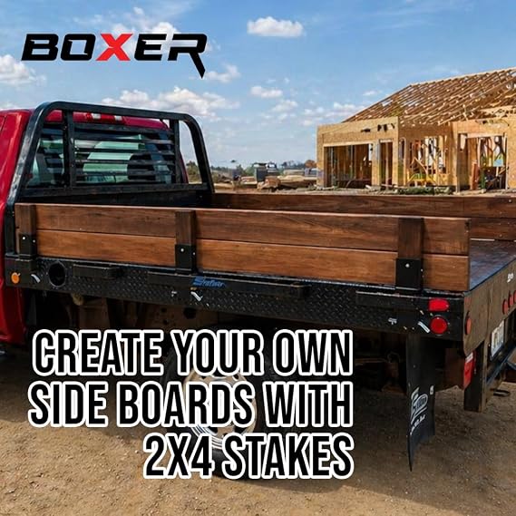 Boxer 2 Pack Trailer 2X4 Stake Pocket Sleeve for Flat Bed Trucks and Trailers Fits Standard 2X4 Wood for Custom Height - Adjustable C Channel Pipe Stake