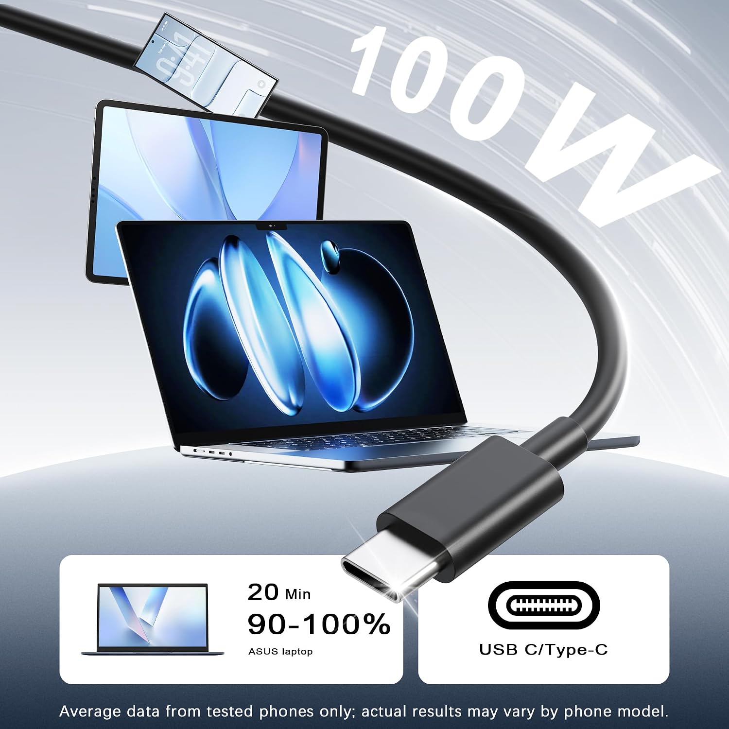 100W 65W USB C Laptop Charger Compatible with Asus image 3