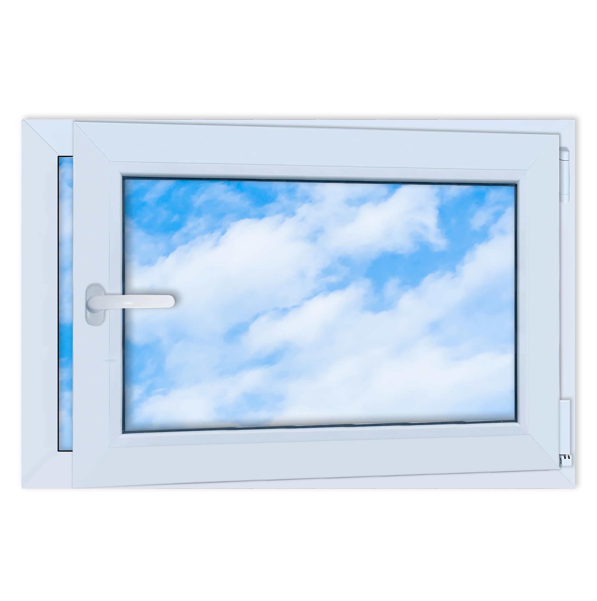 LORAC Ventana de plástico blanco 900 x 600 mm, 90 x 60 cm, PCV, DIN derecha, inclinable y expositable, doble acristalamiento, ahorro de energía, ventana con certificado CE para sótano y apartamento